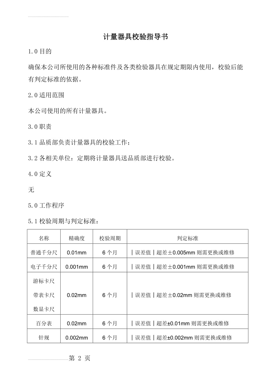 计量器具校验指导书(含表格)(6页).doc_第2页