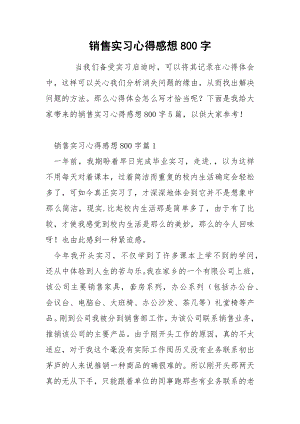 销售实习心得感想800字.docx