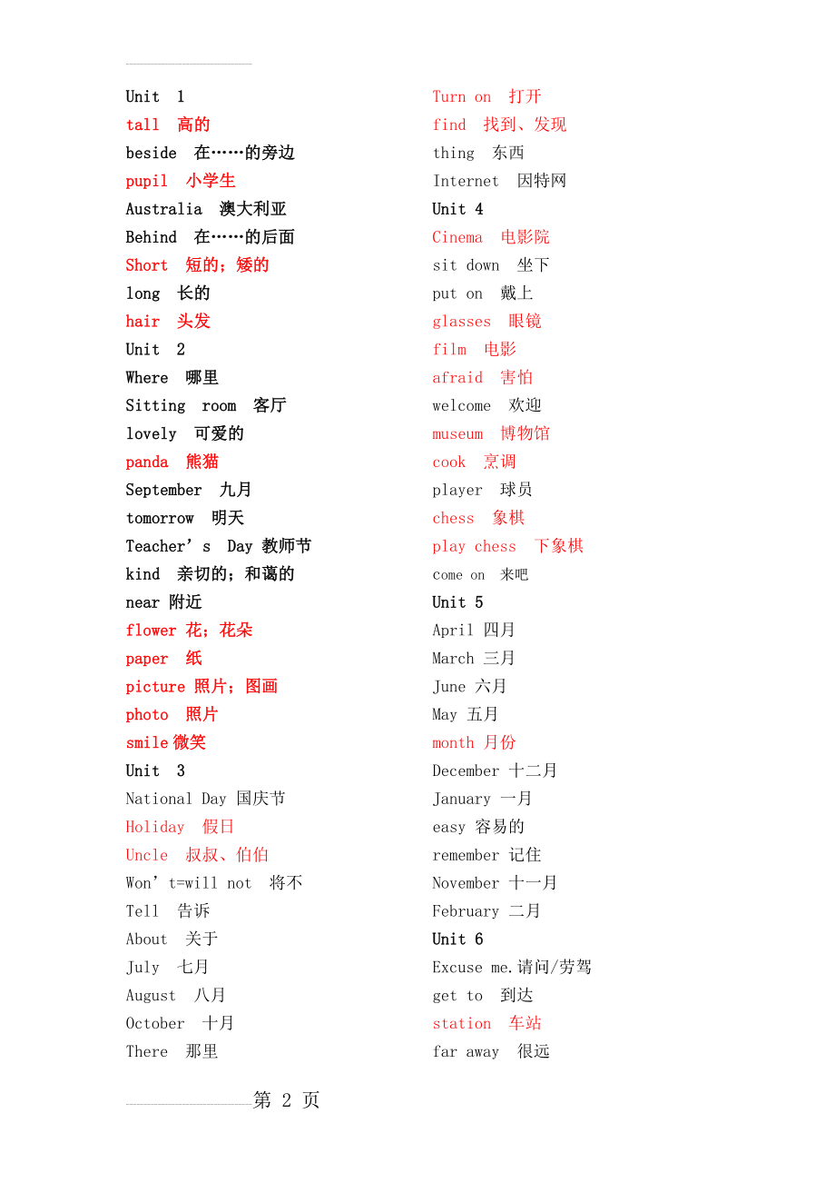 闽教版小学英语单词(五年级 上册)(3页).doc_第2页