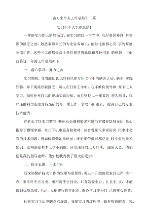 实习生个人工作总结十二篇.docx