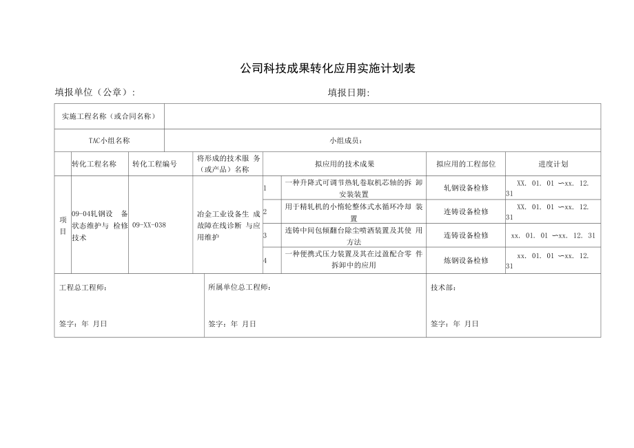 项目部实施计划表.docx_第1页