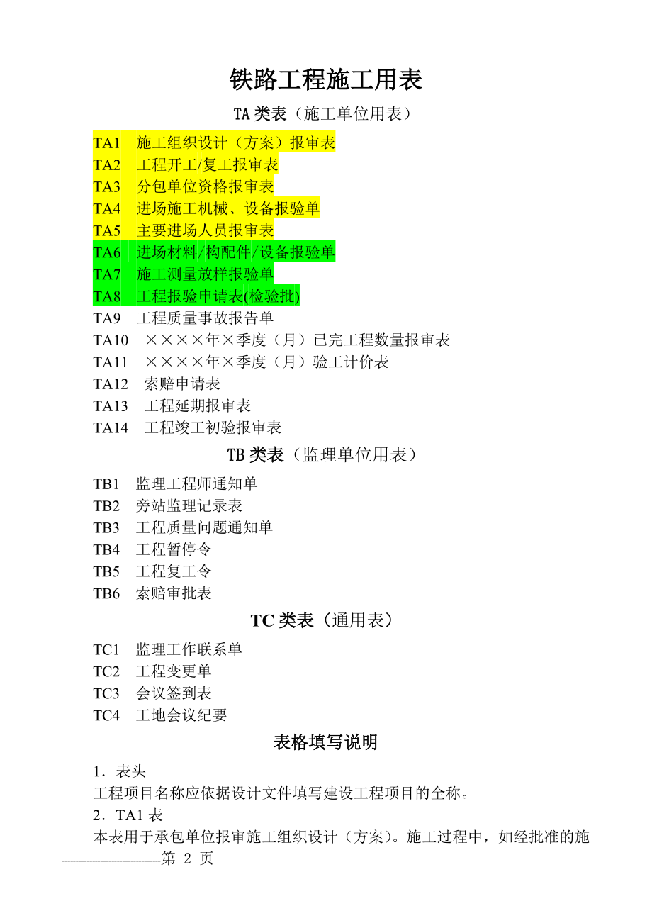 铁路工程施工报验表格(28页).doc_第2页