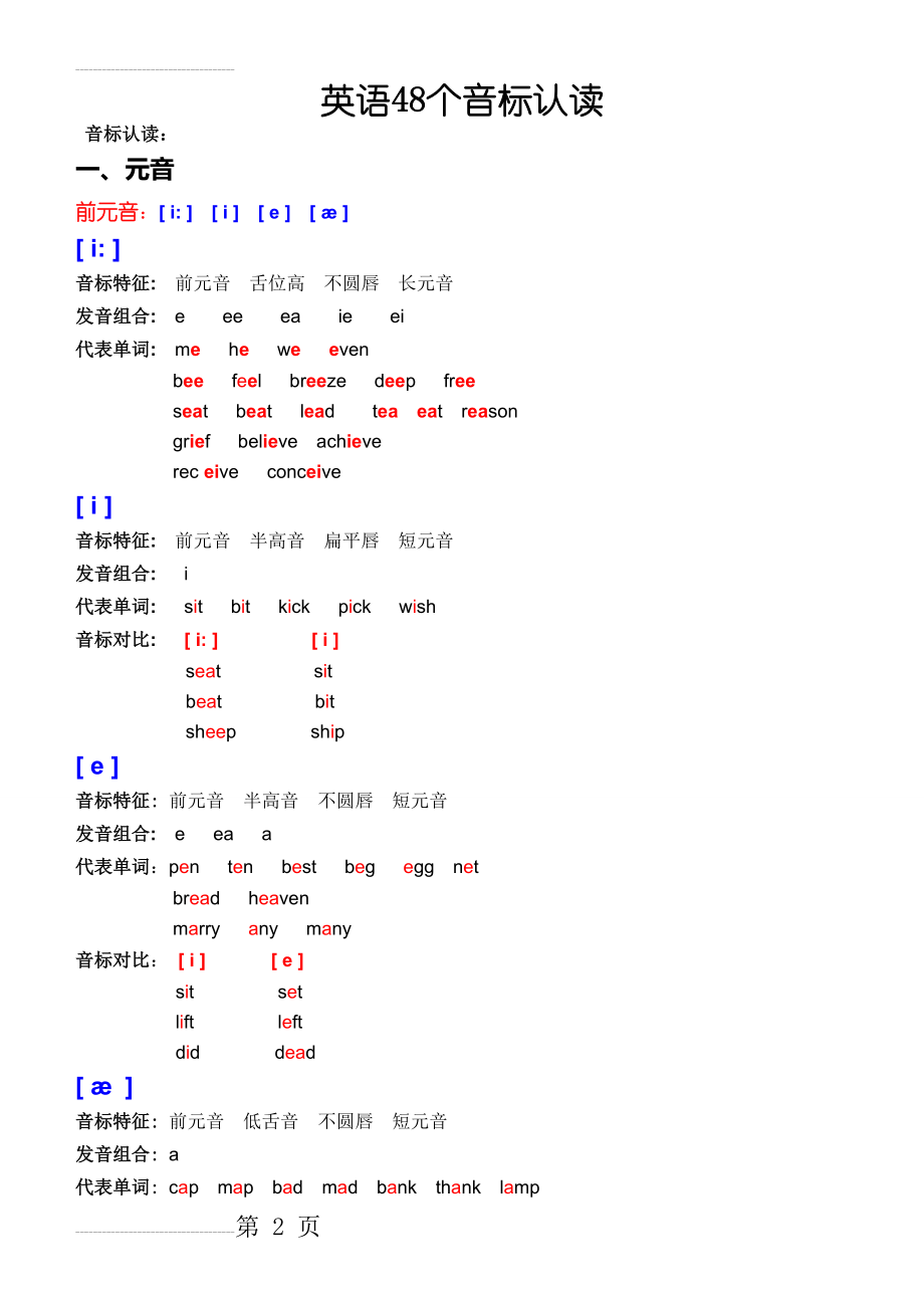 英语音标认读WORD文档校对版(19页).doc_第2页