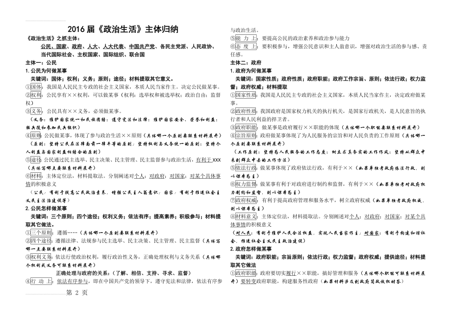 高中政治必修2《政治生活》主体归纳(8页).doc_第2页