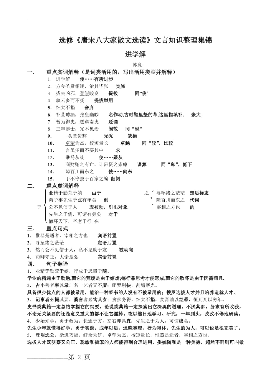 高中选修《唐宋八大家散文选读》文言知识整理集锦【35页】(34页).doc_第2页