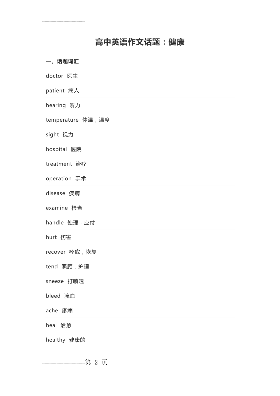 高中英语作文话题：健康(7页).doc_第2页