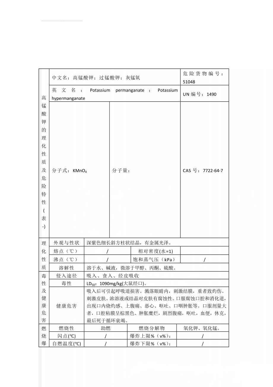 高锰酸钾的理化性质及危险特性(表-)(3页).doc_第1页