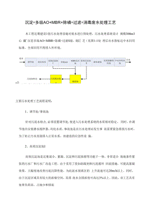 沉淀+多级 AO+MBR+除磷+过滤+消毒废水处理工艺.docx