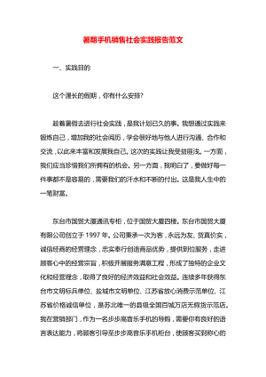 暑期手机销售社会实践报告范文.docx