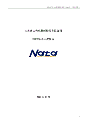 南大光电：2022年半年度报告.PDF