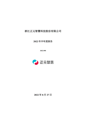 正元智慧：2022年半年度报告.PDF