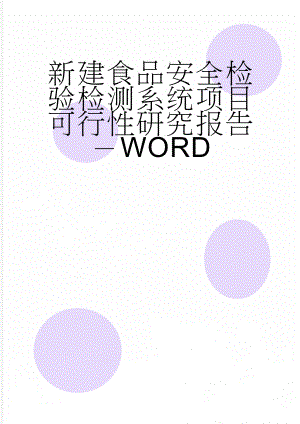 新建食品安全检验检测系统项目可行性研究报告－WORD(25页).doc