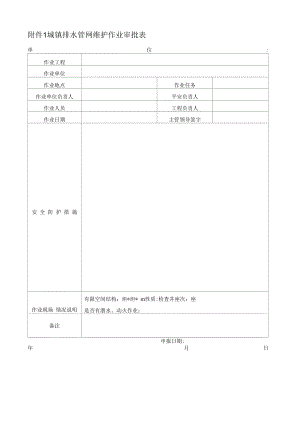 城镇排水管网维护作业审批表、作业票模板.docx