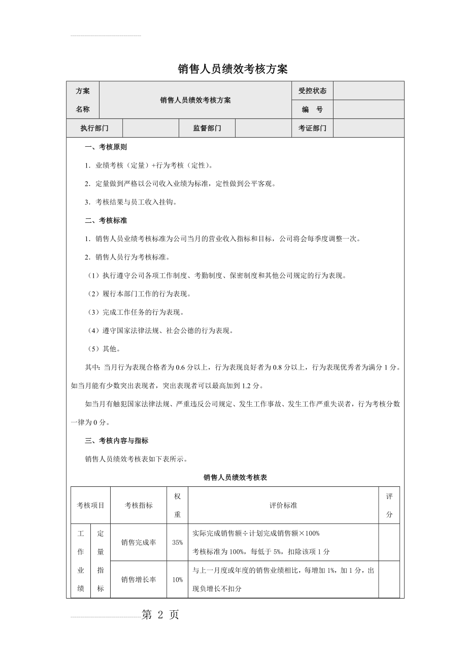 销售人员绩效考核方案(5页).doc_第2页