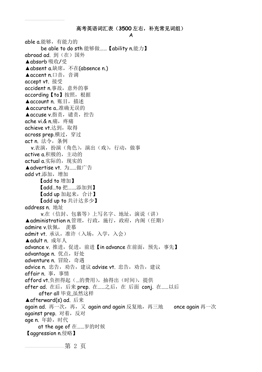 高考英语词汇表(3500左右,补充常见词组)(50页).doc_第2页