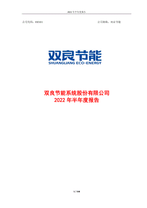 双良节能：双良节能系统股份有限公司2022年半年度报告.PDF