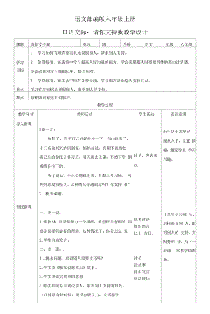 小学语文六年级上册第四单元《口语交际》教学设计一课时.docx