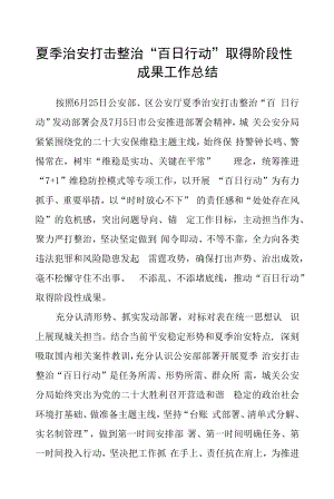 夏季治安打击整治“百日行动”取得阶段性成果工作总结范本.docx