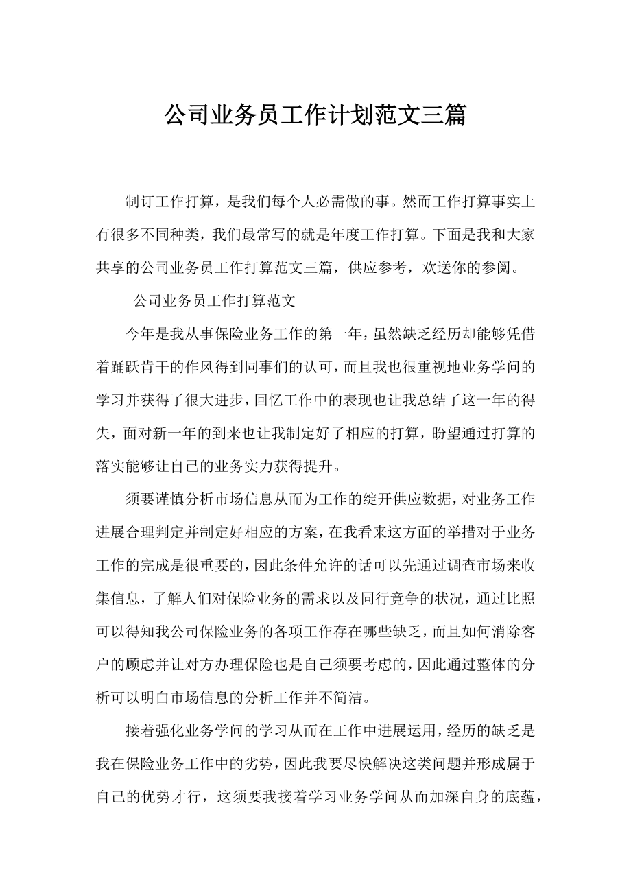 公司业务员工作计划范文三篇.docx_第1页