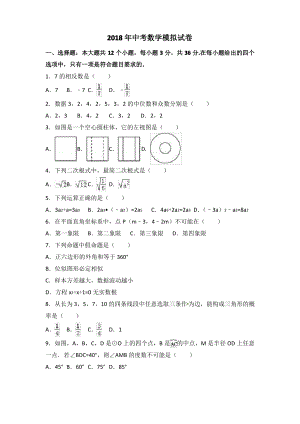 2018中考数学模拟考试题(卷)和答案解析解析.pdf