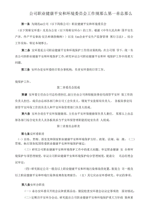 公司职业健康安全和环境委员会工作规则.docx