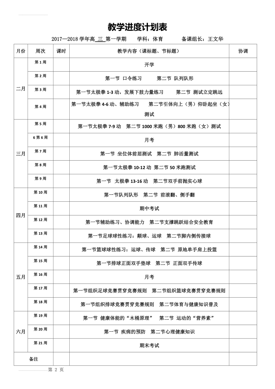 高三体育教学进度计划表(3页).doc_第2页