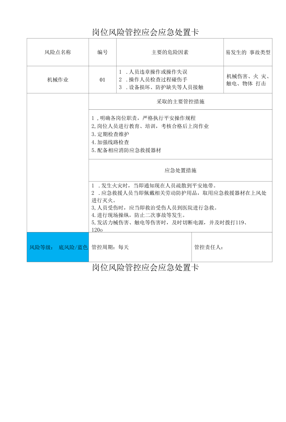 【处置卡汇编】岗位风险管控应急处置告知卡（全套15页）.docx_第1页