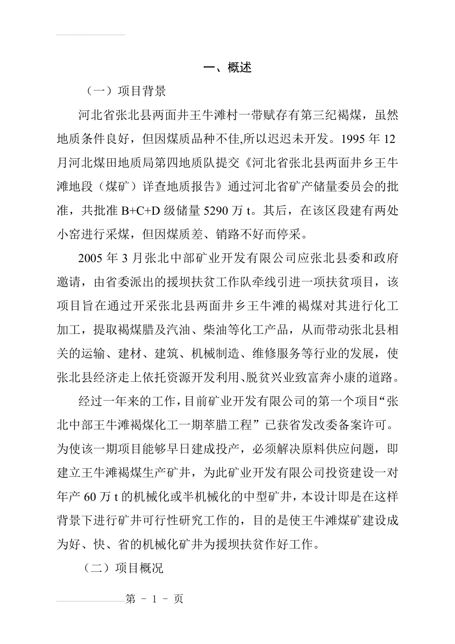 某某褐煤化工原料基地某某煤矿可行性研究报告(96页).doc_第2页