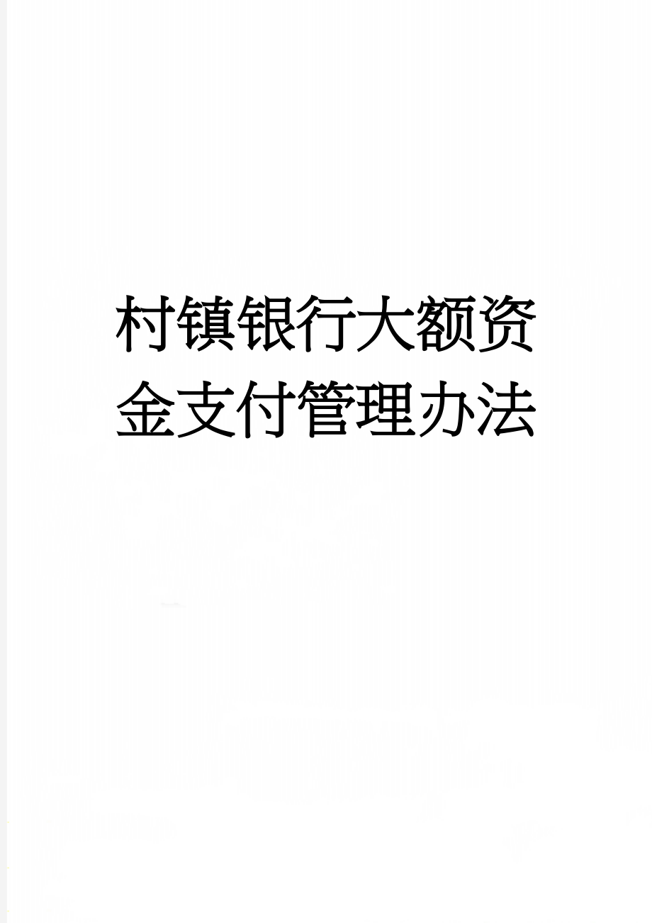 村镇银行大额资金支付管理办法(3页).doc_第1页