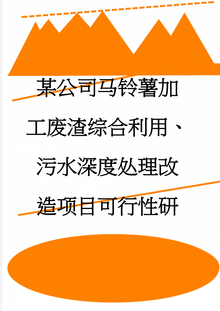 某公司马铃薯加工废渣综合利用、污水深度处理改造项目可行性研究报告（甲级资质优秀可研报告(48页).doc_第1页