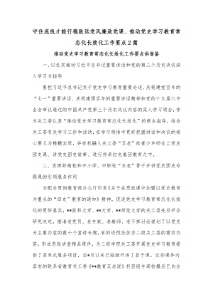 守住底线才能行稳致远党风廉政党课、推动党史学习教育常态化长效化工作要点2篇.docx