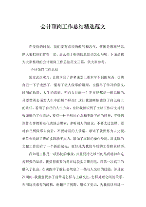 会计顶岗工作总结精选范文.docx