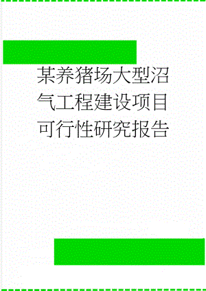 某养猪场大型沼气工程建设项目可行性研究报告(77页).doc