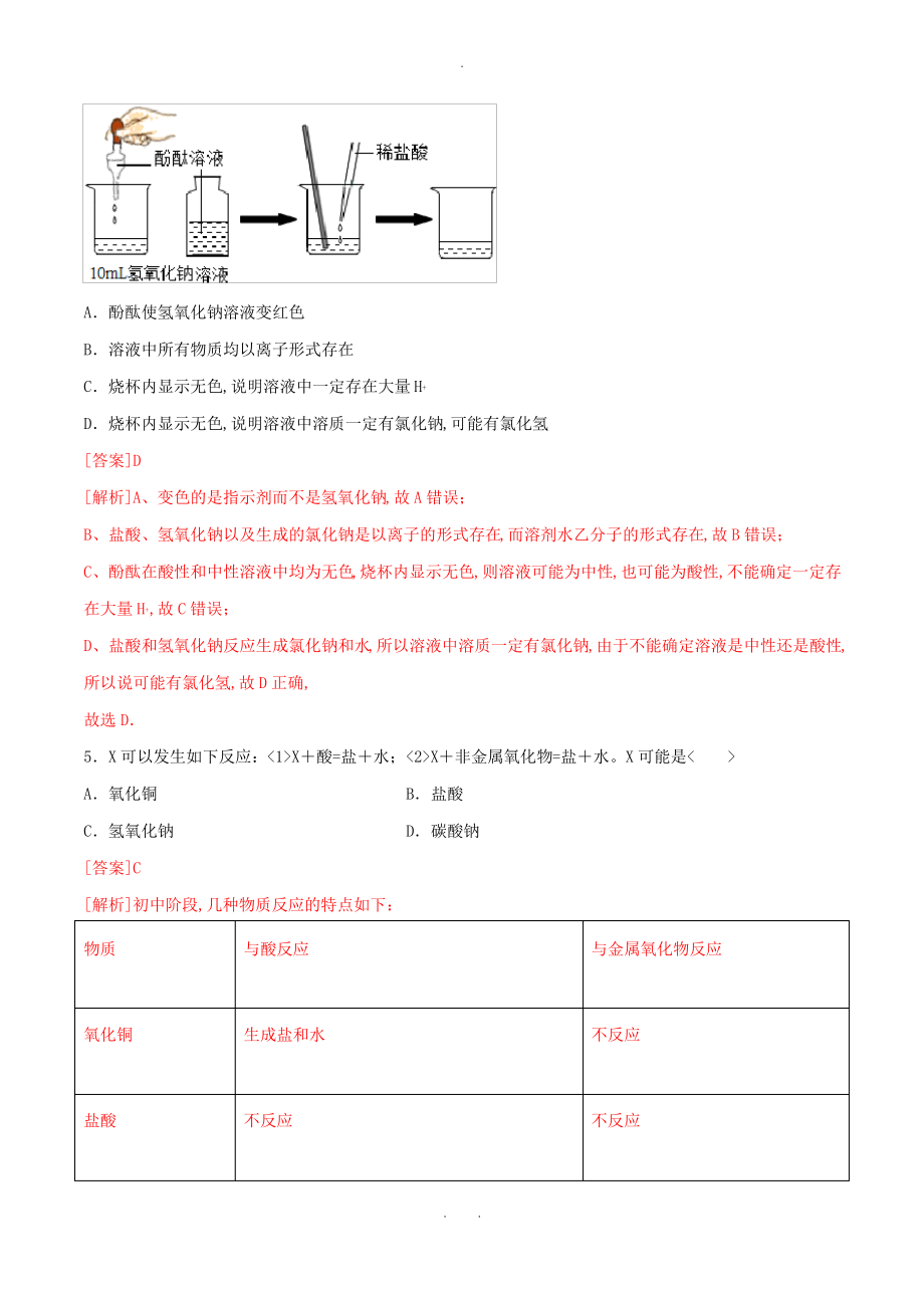 2020年九年级化学下册第十单元酸和碱10.2酸和碱的中和反应第1课时同步练习含解析新版新人教版.pdf_第2页