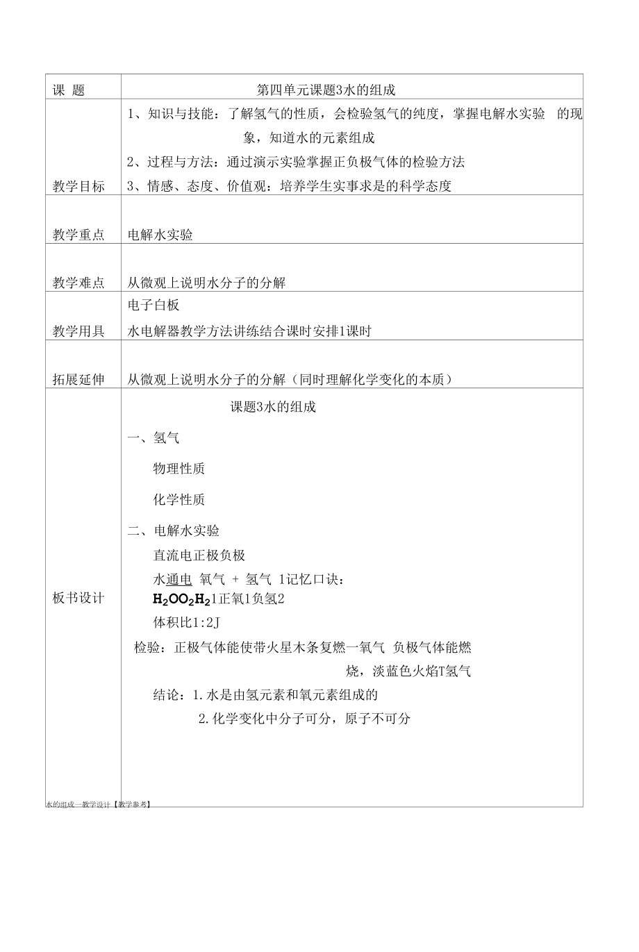 水的组成 —教学设计【教学参考】.docx_第1页