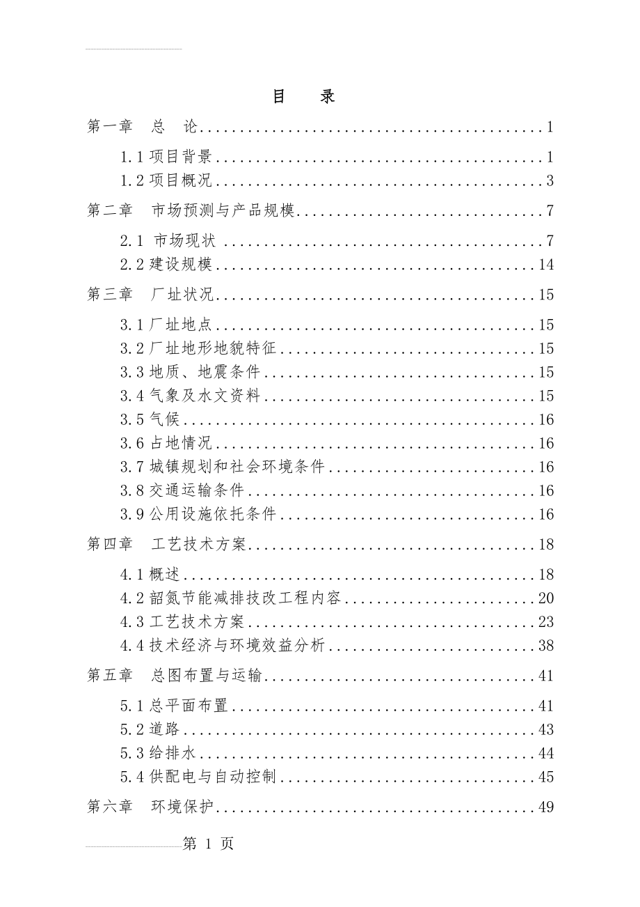 某某氮肥厂节能减排技术改造项目可行性研究报告－优秀甲级资质可研报告、资金申请报告(73页).doc_第2页