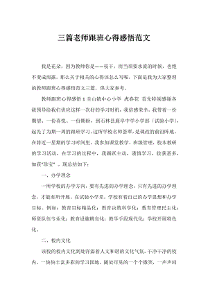 三篇老师跟班心得感悟范文.docx