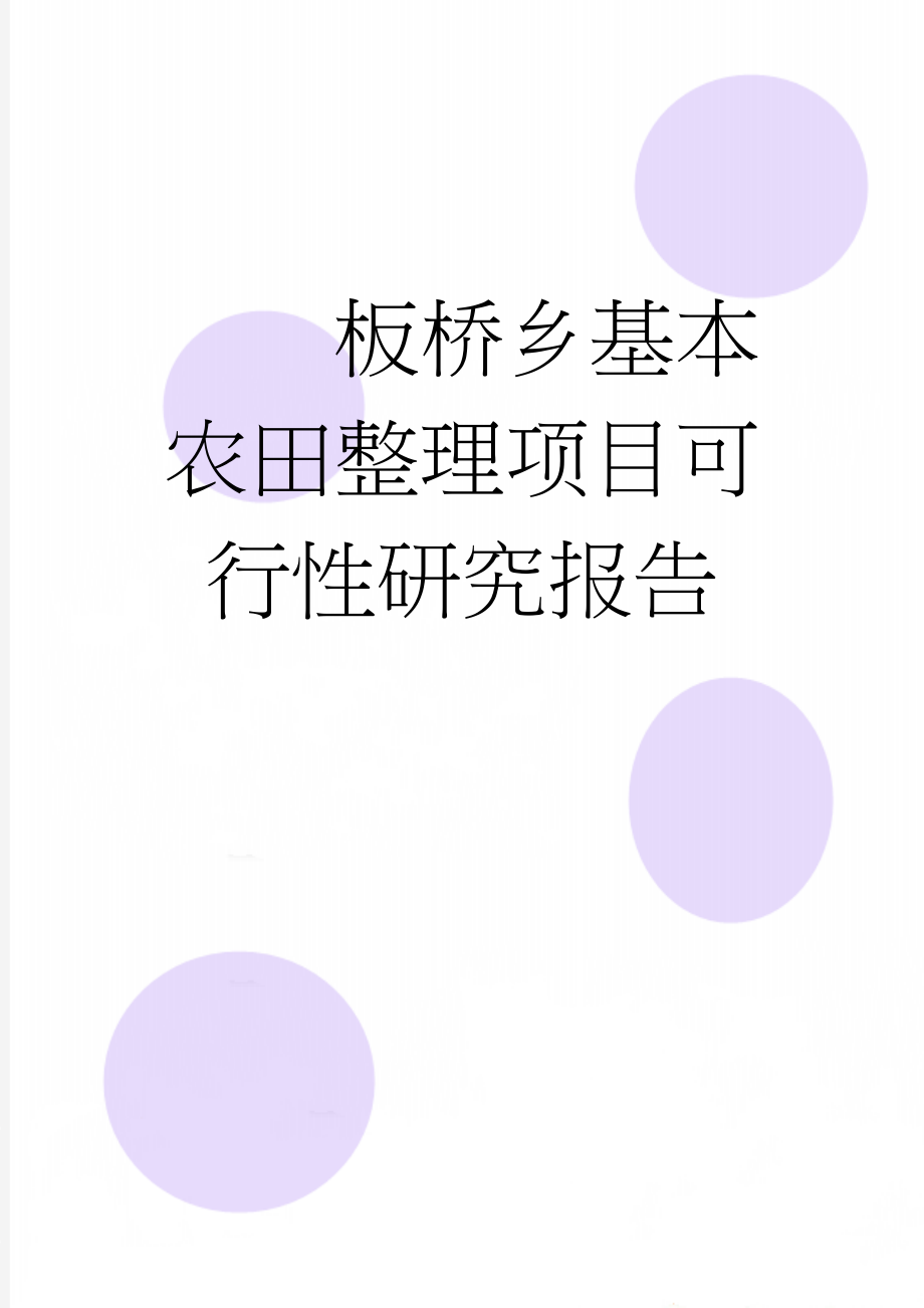 板桥乡基本农田整理项目可行性研究报告(69页).doc_第1页