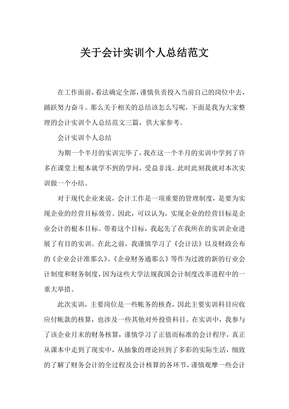 会计实训个人总结范文.docx_第1页