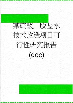 某硫酸厂脱盐水技术改造项目可行性研究报告(doc)(62页).doc