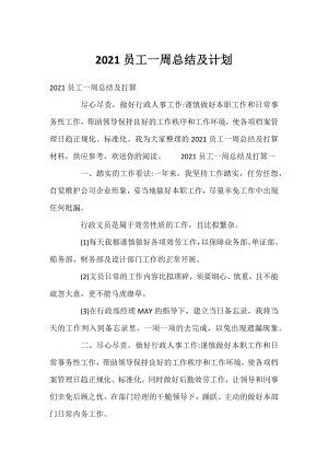 2021员工一周总结及计划.docx