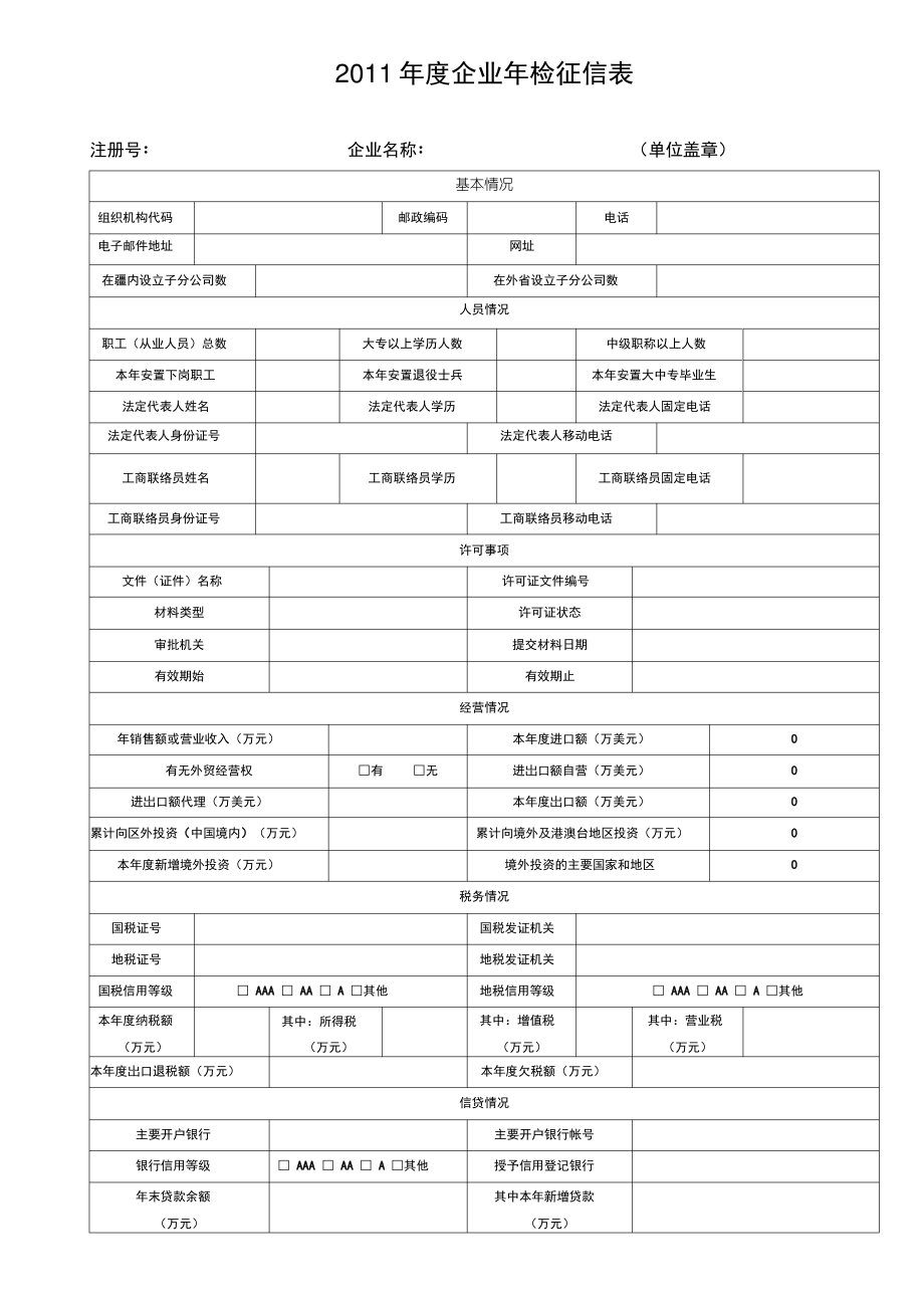 2011年度企业年检征信表.pdf_第1页