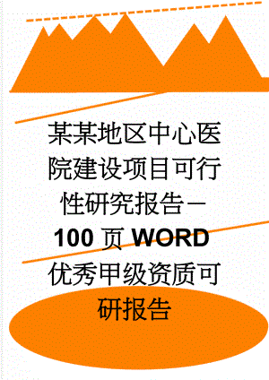 某某地区中心医院建设项目可行性研究报告－100页WORD优秀甲级资质可研报告(102页).doc