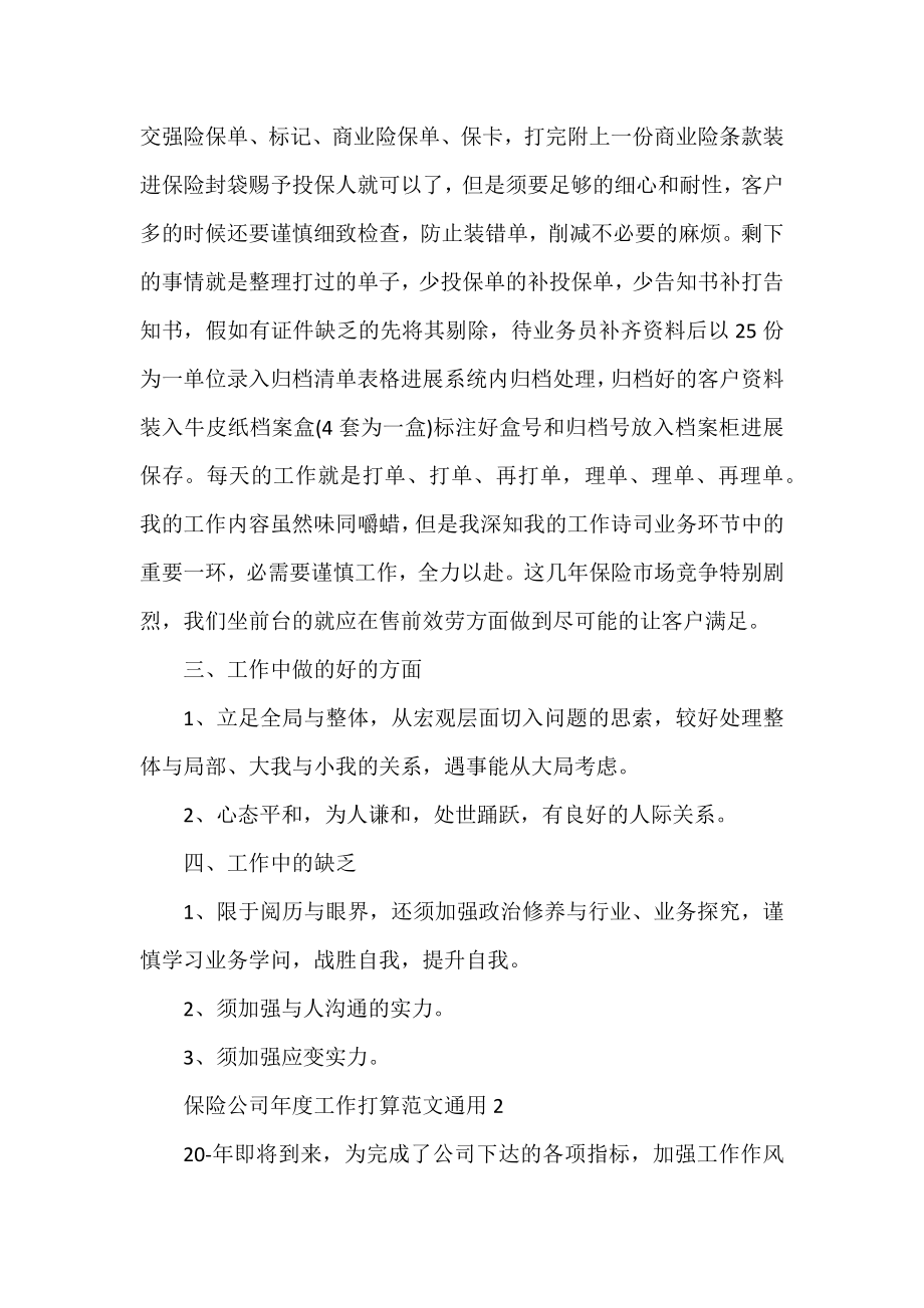 保险公司年度工作计划范文通用三篇.docx_第2页