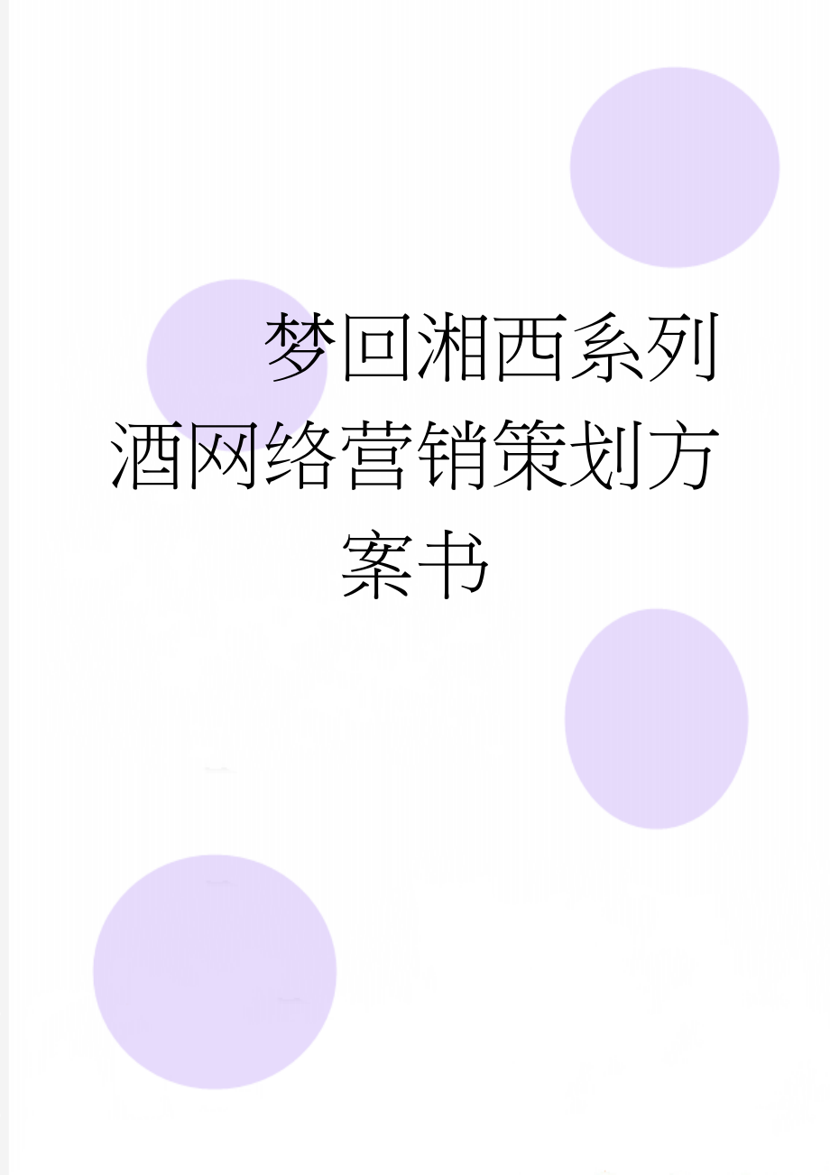 梦回湘西系列酒网络营销策划方案书(16页).doc_第1页