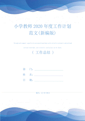 小学教师2020年度工作计划范文(新编版)24937.pdf