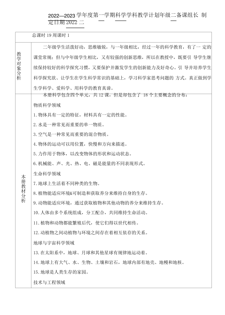 新苏教版第一学期二年级上册科学教学计划(定稿)383.pdf_第1页