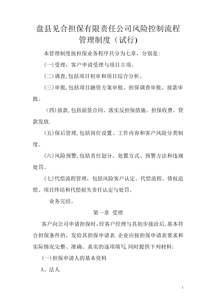 担保公司风险控制流程管理制度1841.pdf_第1页