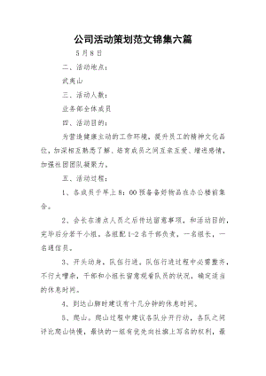 公司活动策划范文锦集六篇.docx