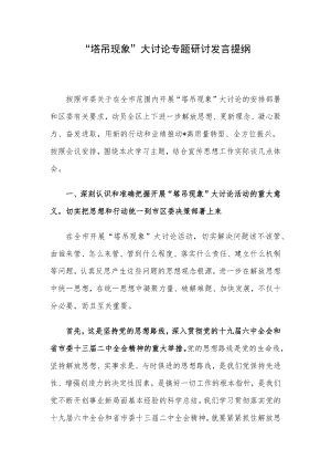 “塔吊现象”大讨论专题研讨发言提纲.docx